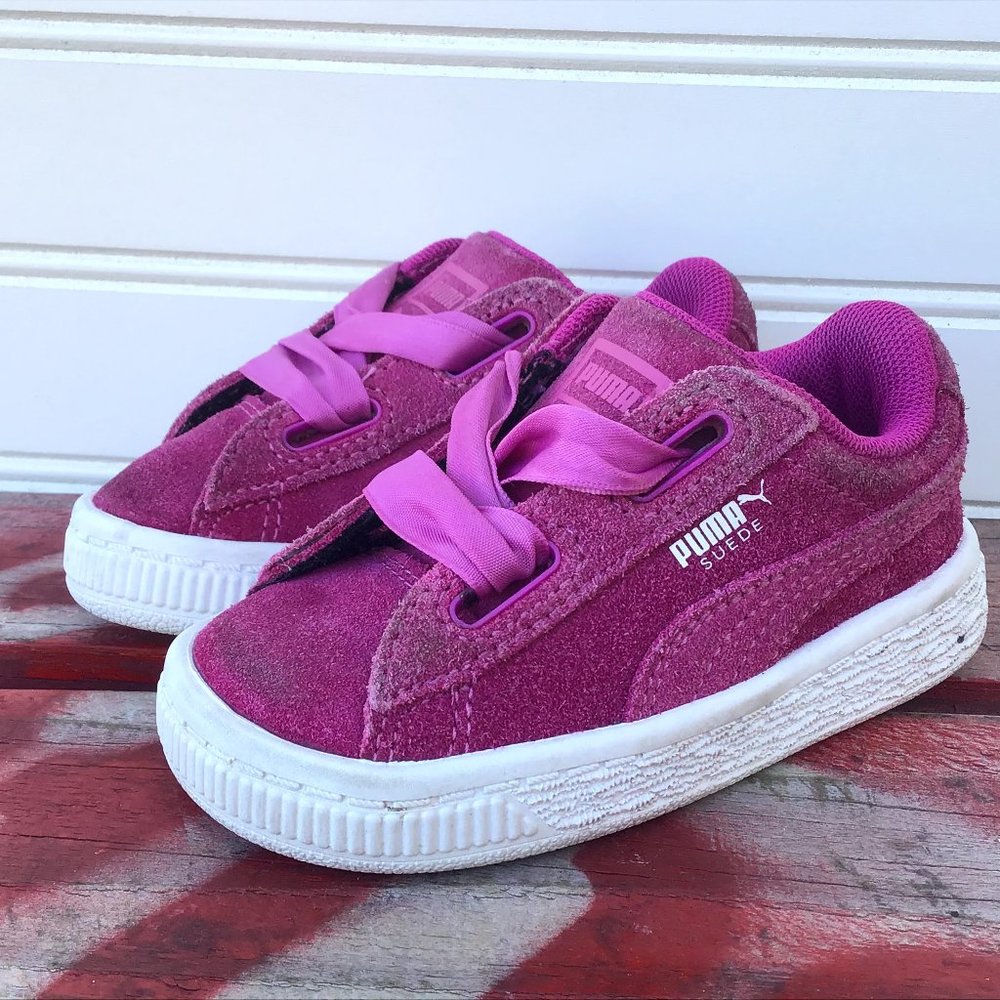 Puma Pink Suede Flat Ribbon Laces Size 5C
